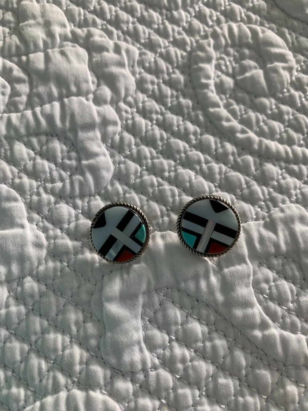 Zuni Artist V. Cheana Booqua Signed Vintage Earrings